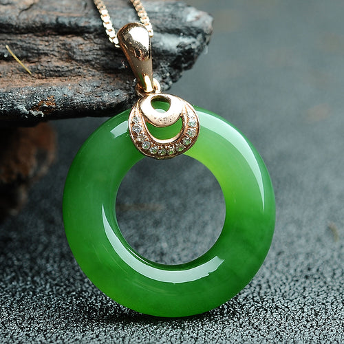 Natural Jade Pendant Nephrite Gold Pendant