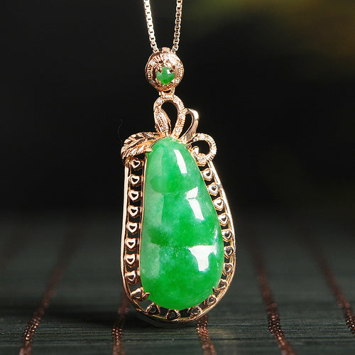 Natural jade pendant jadeite gold pendant necklace