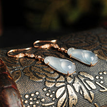 Natural jade earrings jadeite gold flower earrings