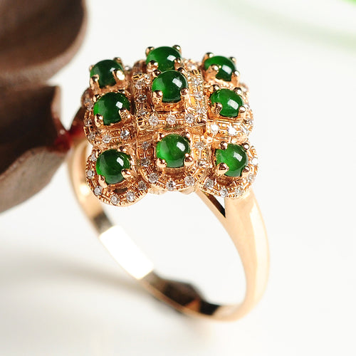 Natural jade ring gold jadeite ring