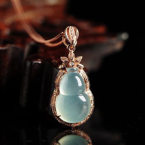 Natural Jade Pendant Jadeite Gold Gourd Pendant