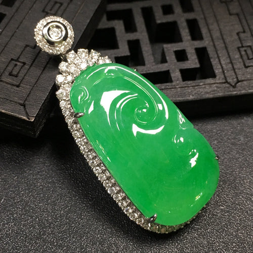 Natural Jade Pendant Jadeite Gold Ruyi Pendant