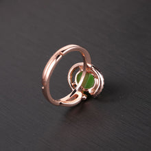 Natural Jade Ring Nephrite Silver Zircon Adjustable Ring
