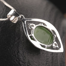 Natural Jade Pendant Nephrite Silver Zircon Pendant