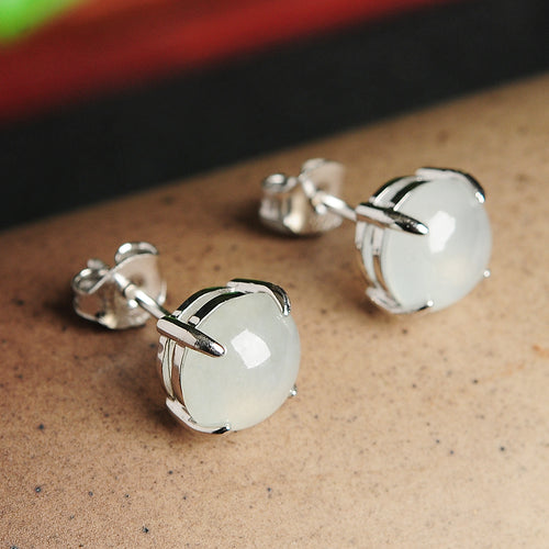 Natural jade earrings jadeite silver earrings