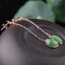 Natural Jade Earrings Nephrite Silver Earrings