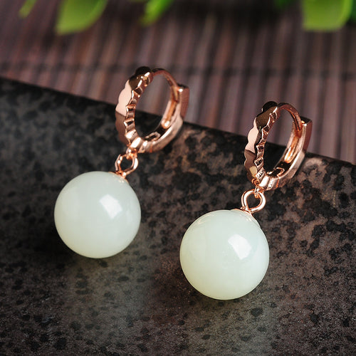 Natural jade earrings silver nephrite earrings wholesale