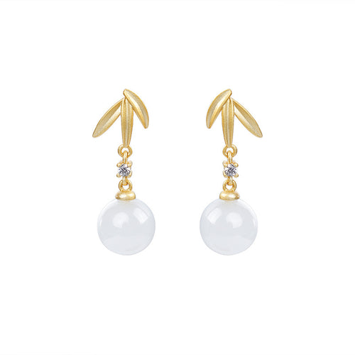 Natural Jade Earrings Nephrite Silver Earrings