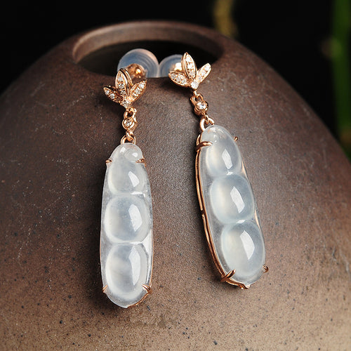 Natural jade earrings jadeite gold earrings