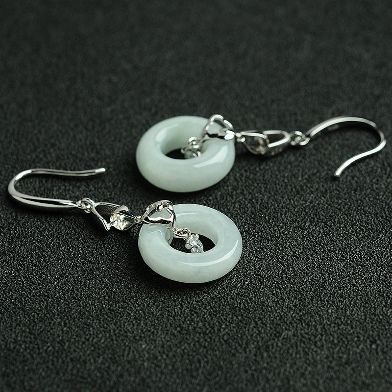 Natural jade earrings jadeite silver earrings