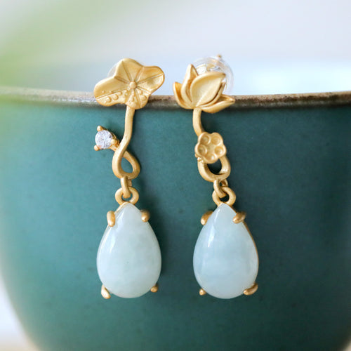 Natural Jade Earrings Jadeite Silver Earrings
