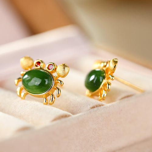 Natural Jade Earrings Nephrite Silver Earrings