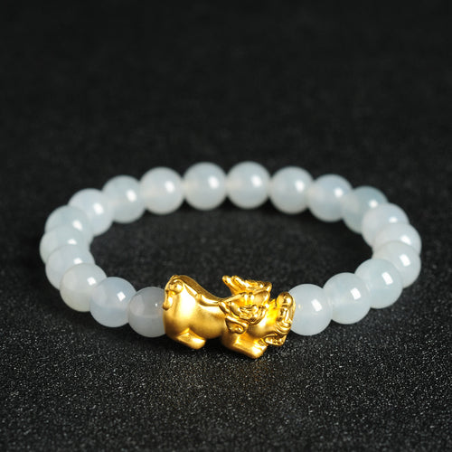 Natural jade bracelet jadeite gold Pixiu bracelet