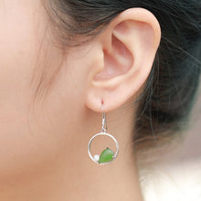 Natural Jade Earrings Nephrite Silver Zircon Earrings