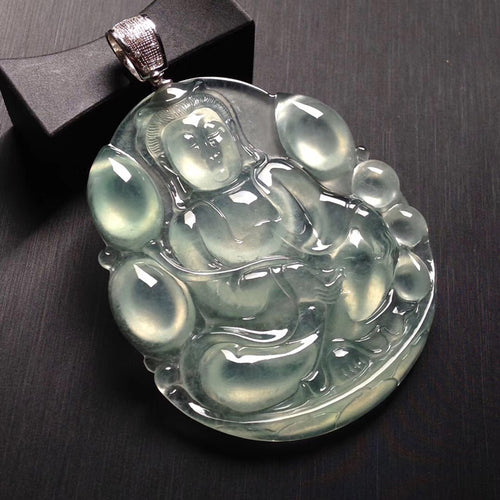 Natural Jade Pendant Jadeite Guan Yin Pendant