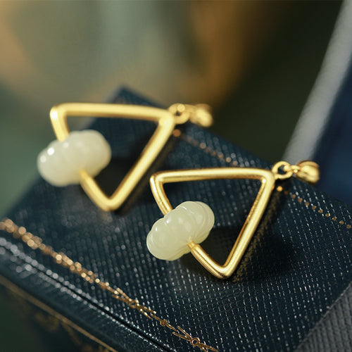 Natural Jade Earrings Nephrite Silver Earrings