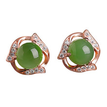 Natural Jade Earrings Nephrite Silver Zircon Earrings