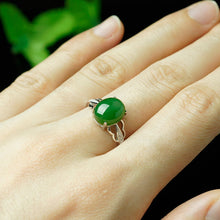 Natural Jade Ring Nephrite Silver Zircon Adjustable Ring