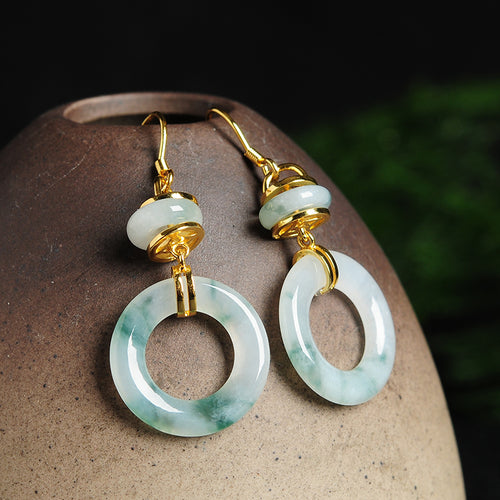Natural Jade Earrings Jadeite Silver Earrings