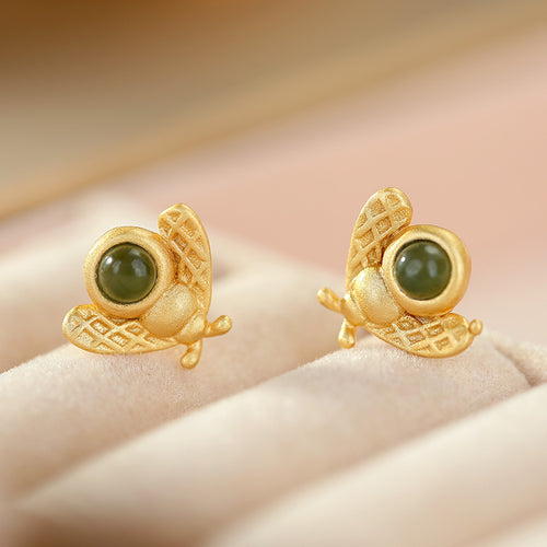 Natural Jade Earrings Nephrite Silver Earrings