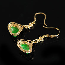 Natural jade earrings jadeite gold lotus earrings