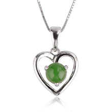 Natural Jade Pendant Nephrite Silver Zircon Pendant