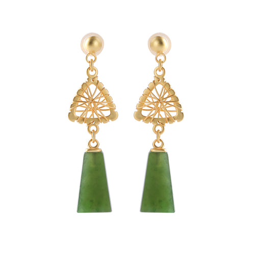 Natural Jade Earrings Nephrite Silver Earrings