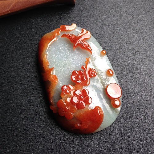 Natural jade jadeite carving collectibles spring bird