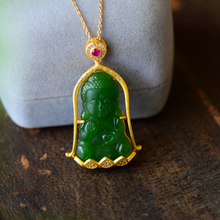 Natural Jade Pendant Nephrite Silver Buddha Baby Pendant