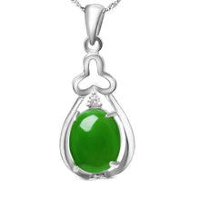 Natural Jade Pendant Nephrite Silver Zircon Pendant