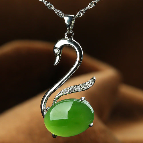 Natural Jade Pendant Nephrite Silver Pendant