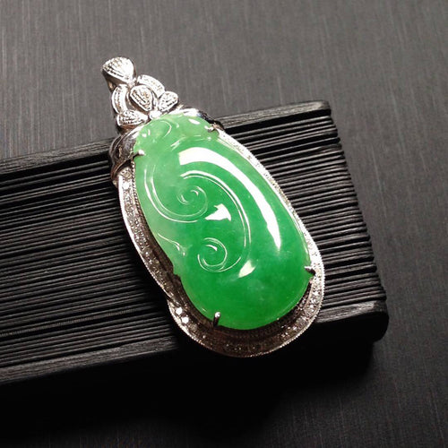 Natural Jade Pendant Jadeite Gold Ruyi Pendant