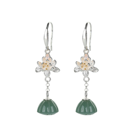 Natural Jade Earrings Jadeite Silver Earrings