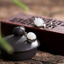 Natural Jade Earrings Nephrite Silver Earrings ZNE206
