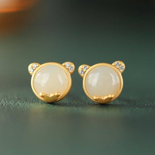 Natural Jade Earrings Nephrite Silver Earrings