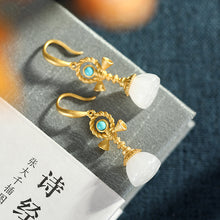 Natural Jade Earrings Nephrite Turquoise Silver Earrings