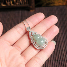 Natural Jade Pendant Jadeite Silver Gourd Pendant