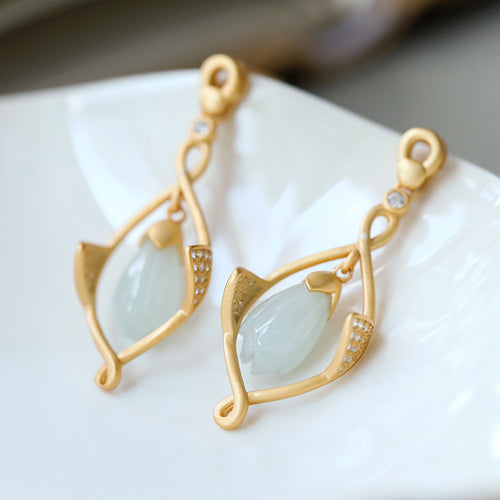 Natural Jade Earrings Jadeite Silver Earrings
