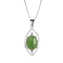 Natural Jade Pendant Nephrite Silver Zircon Pendant