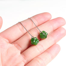 Natural jade earrings silver flower nephrite earrings wholesale