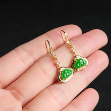 Natural jade earrings jadeite gold lotus earrings