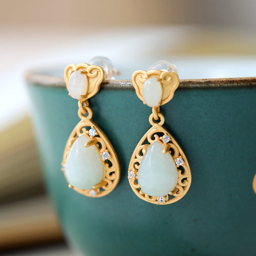 Natural Jade Earrings Jadeite Silver Earrings