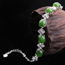 Natural Jade Bracelet Nephrite Silver Bracelet