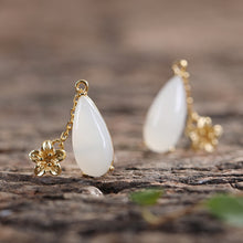 Natural Jade Earrings Nephrite Silver Earrings