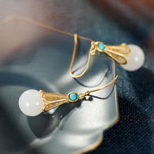 Natural Jade Earrings Nephrite Turquoise Silver Earrings