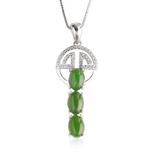 Natural Jade Pendant Nephrite Silver Zircon Key Pendant