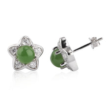 Natural Jade Earrings Nephrite Silver Zircon Earrings