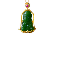 Natural Jade Pendant Nephrite Silver Buddha Baby Pendant