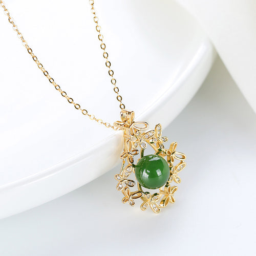Natural Jade Pendant Nephrite Silver Pendant