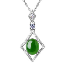 Natural Jade Pendant Nephrite Silver Zircon Pendant